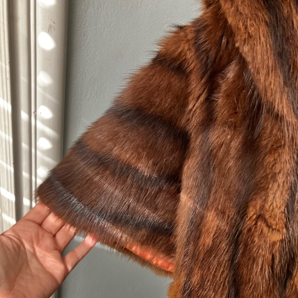 GRAFS FINE FURS Elegant Brown n Blk arm straps Satin Lined 1950s style Vintage - Picture 8 of 15